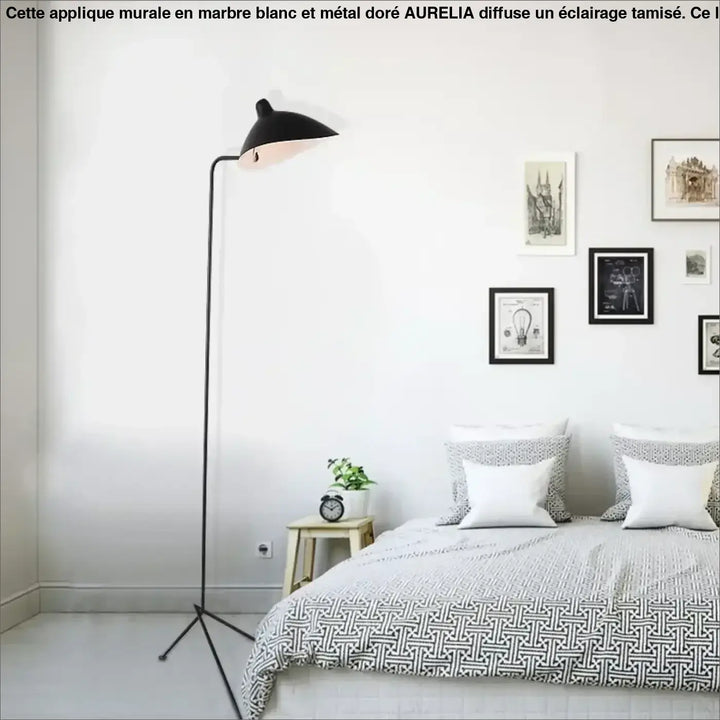 Lampadaire arbora noir avec bras articulés et silhouette sculpturale pour un lampadaire contemporain minimaliste