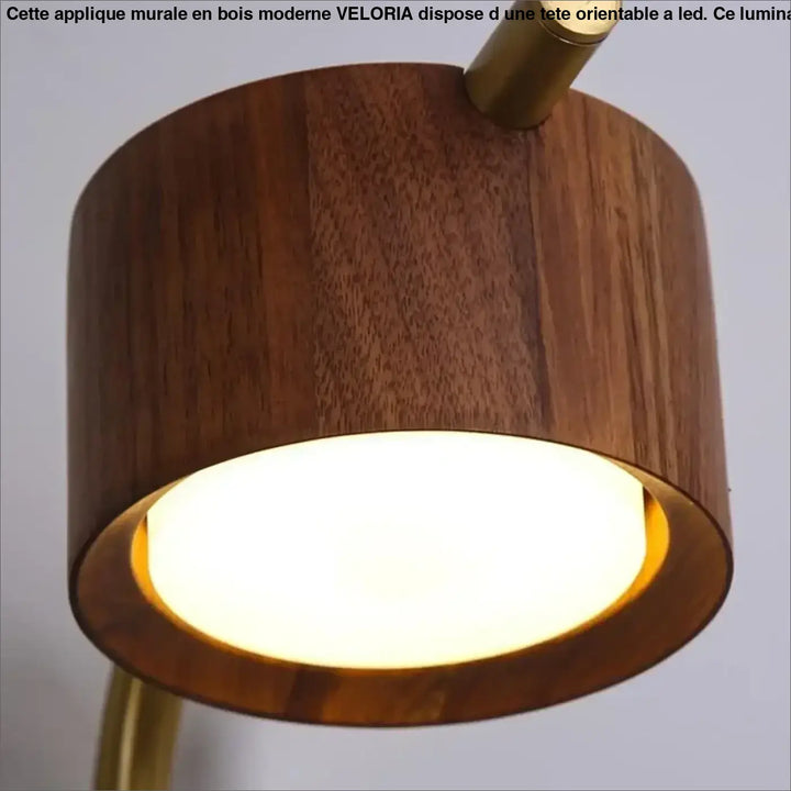 Applique murale en bois moderne avec une tête orientable à LED


