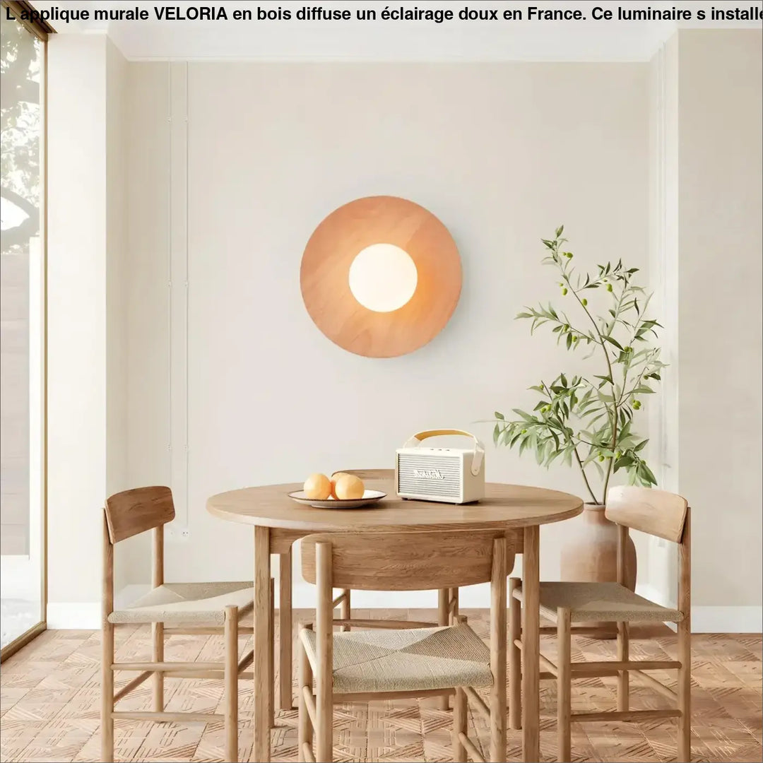 Applique Murale Effet Bois À Cercle Plat Design