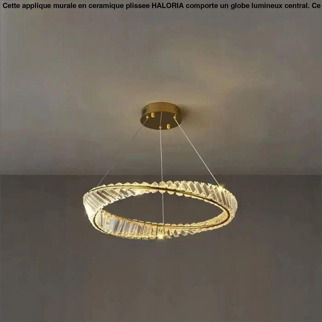 Suspension luminaire glinta en métal doré avec éléments en cristal facetté design minimaliste pour mètres carrés ring ceiling light