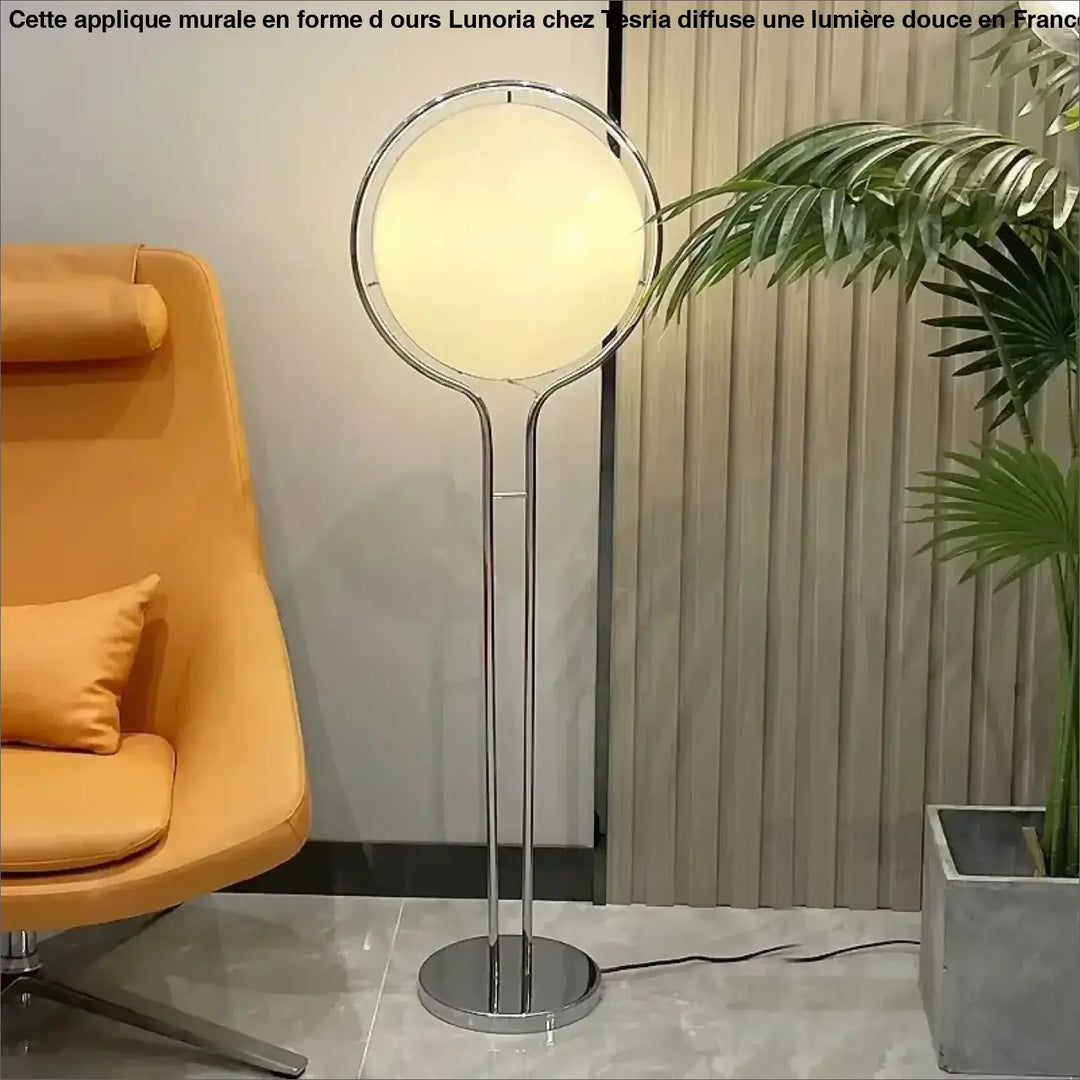Lampadaire isandy chrome moderne avec globe en verre dépoli rond pour éclairage intérieur élégant