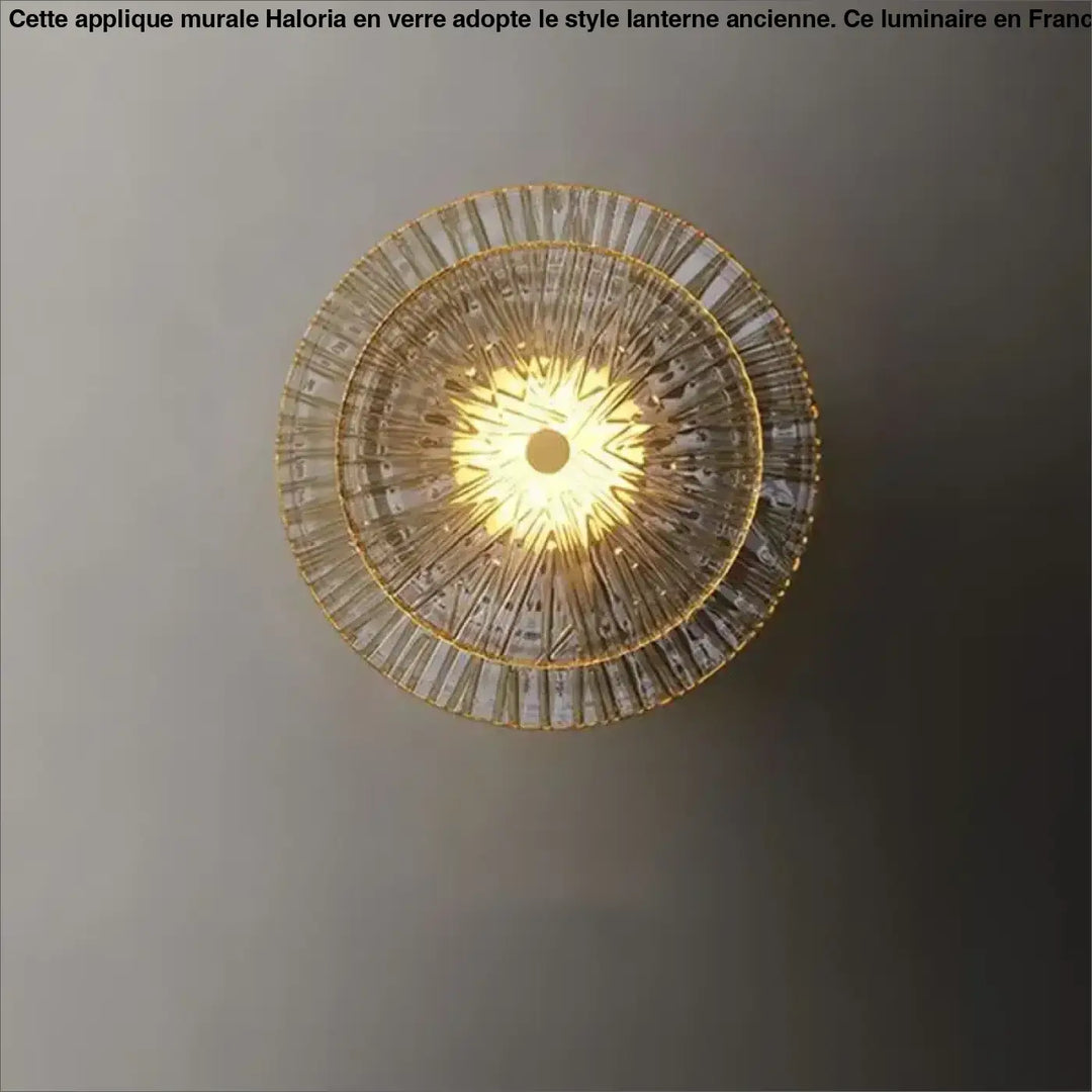 Applique murale dorée ronde en verre

