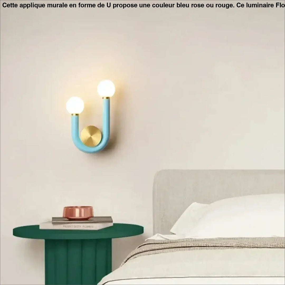 Applique murale en forme de U de couleur bleu, rose ou rouge

