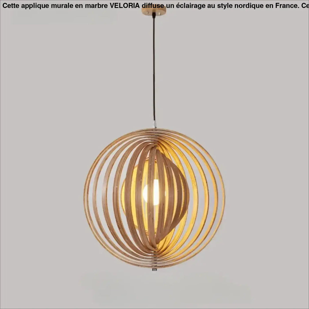 Suspension sphérique anneaux style graphique noir beige chic