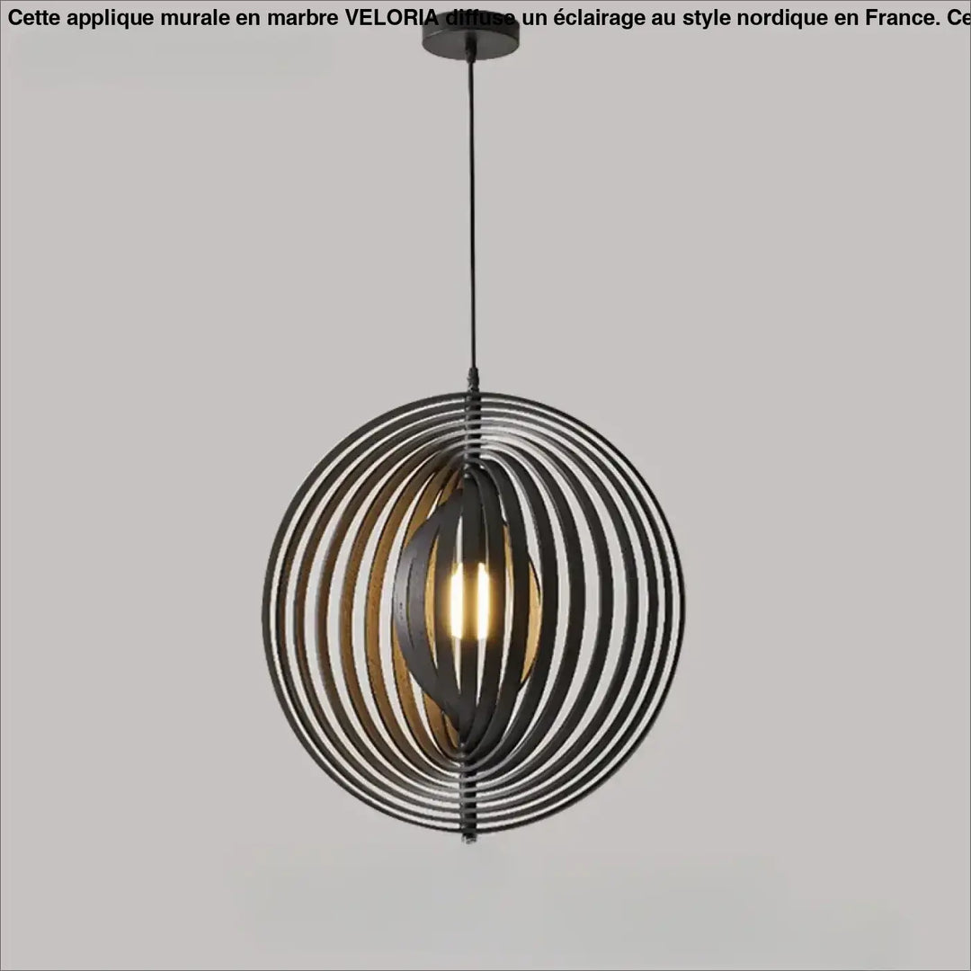 Suspension sphérique anneaux style graphique noir beige chic