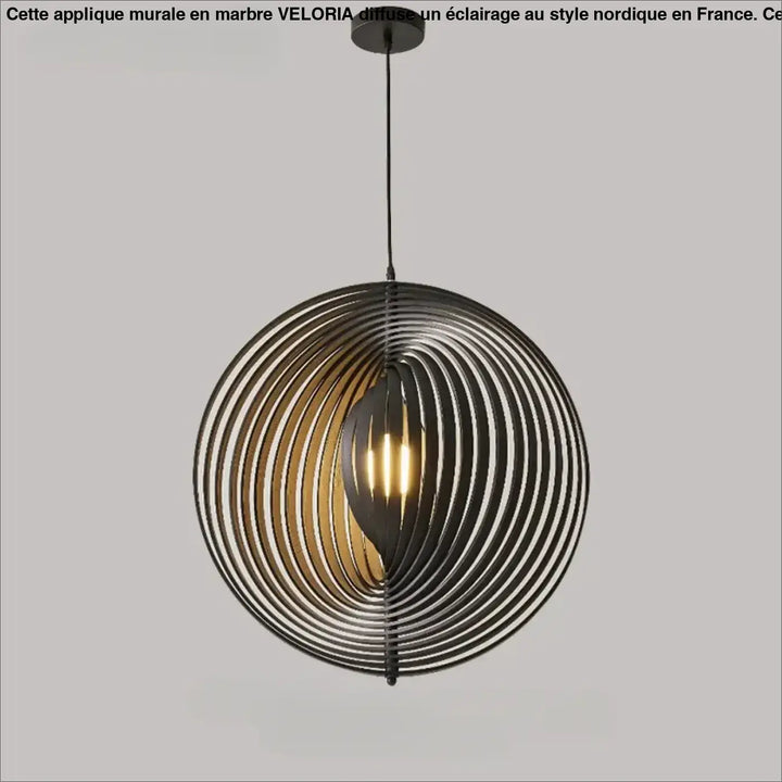 Suspension sphérique anneaux style graphique noir beige chic