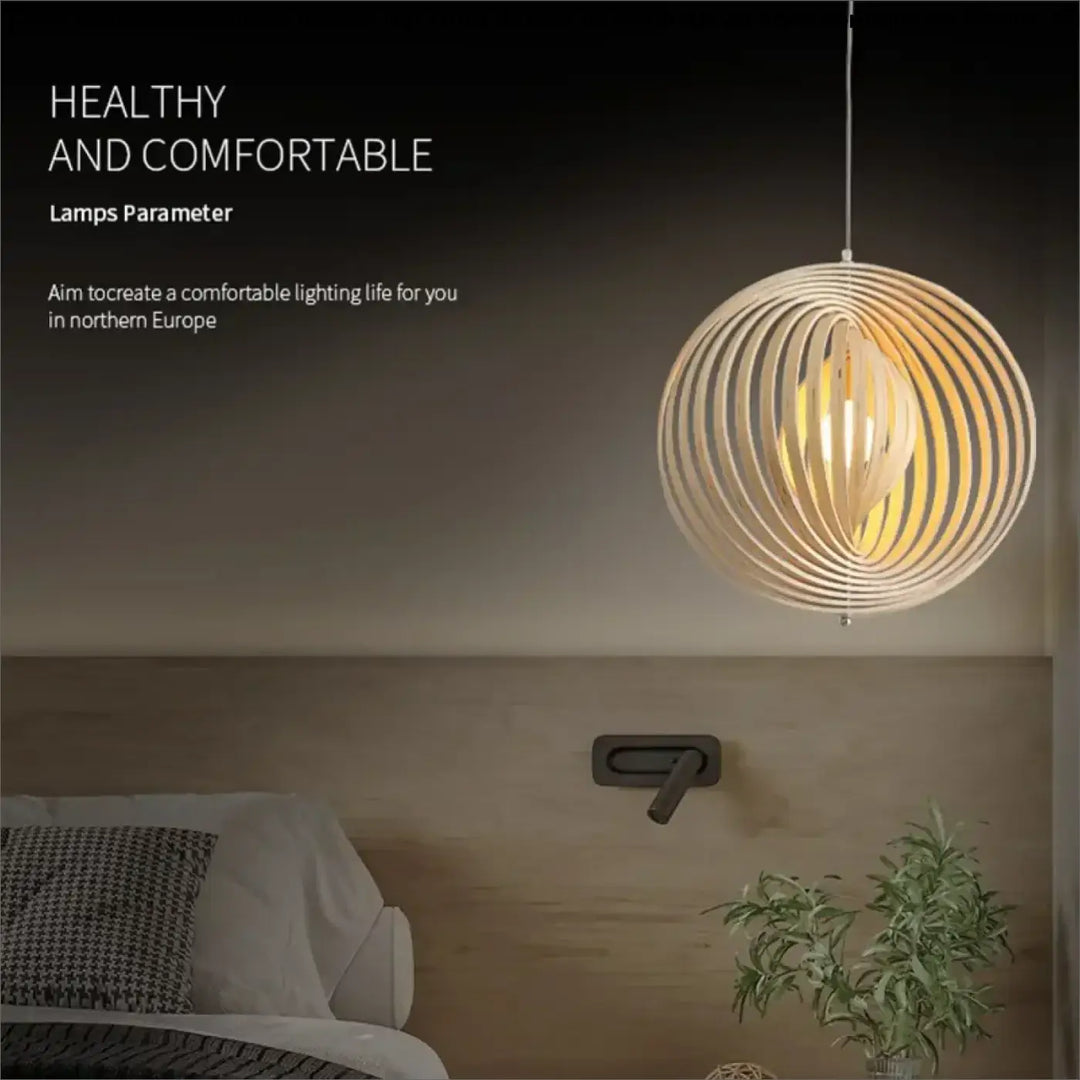 Suspension sphérique anneaux style graphique noir beige chic