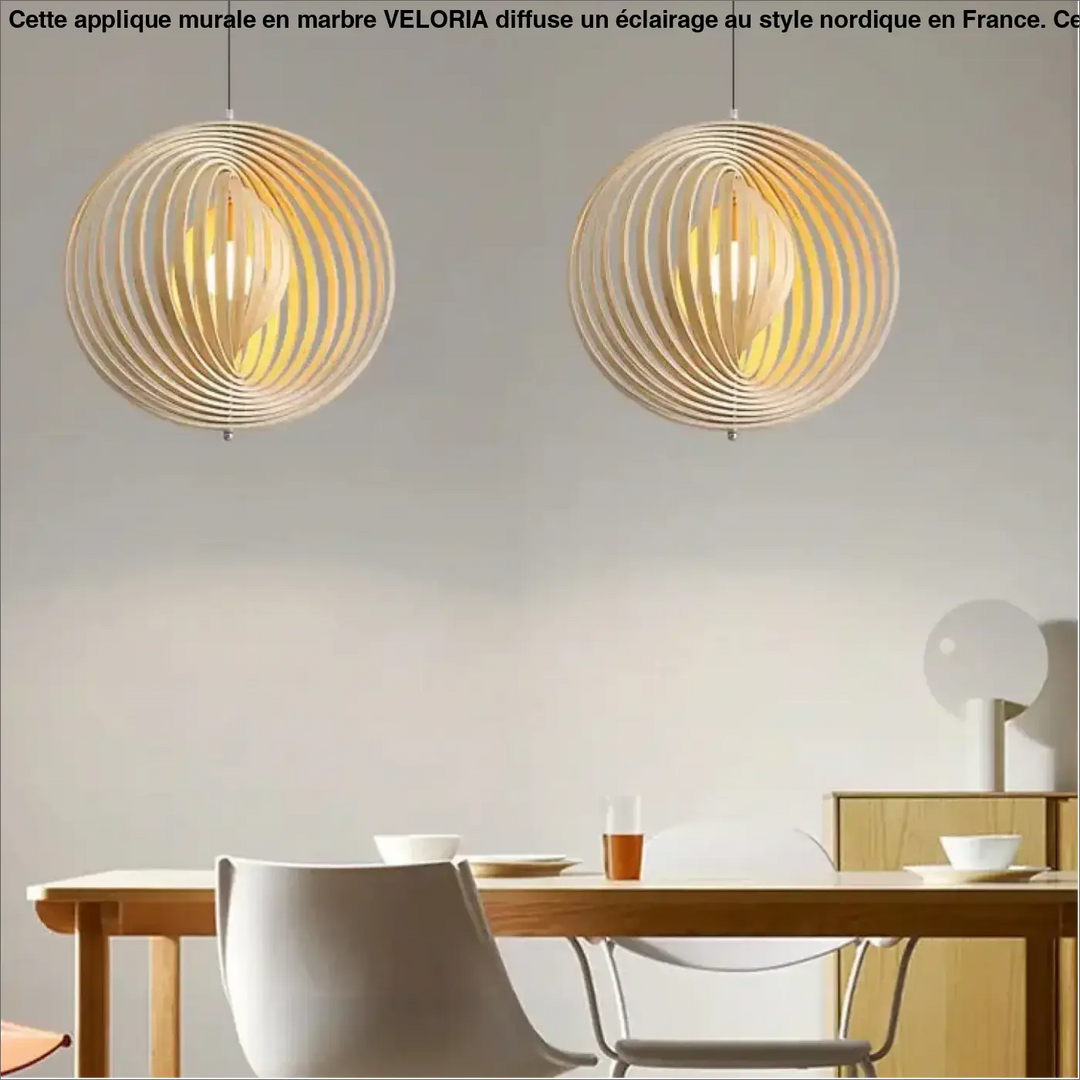 Suspension sphérique anneaux style graphique noir beige chic