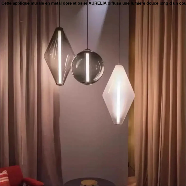 Suspension luminaire élégante style contemporain en verre