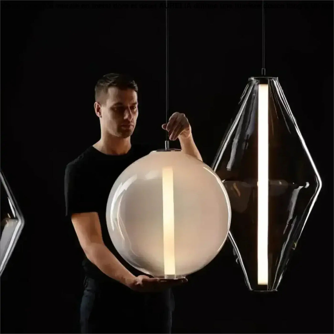 Suspension luminaire élégante style contemporain en verre