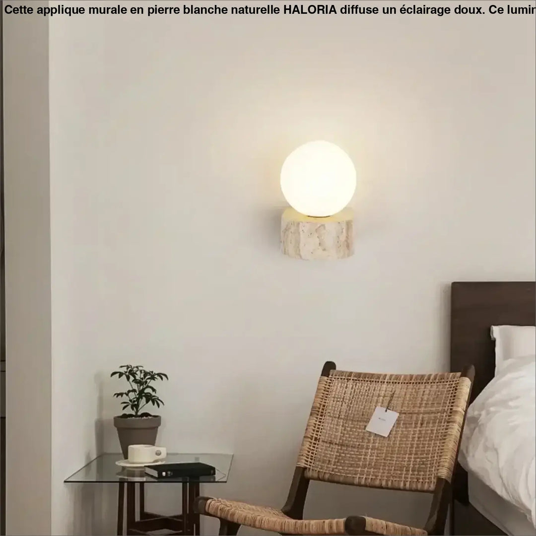 Applique Murale En Pierre Blanche Naturelle Avec Boule Blanche