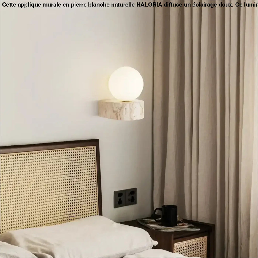 Applique Murale En Pierre Blanche Naturelle Avec Boule Blanche