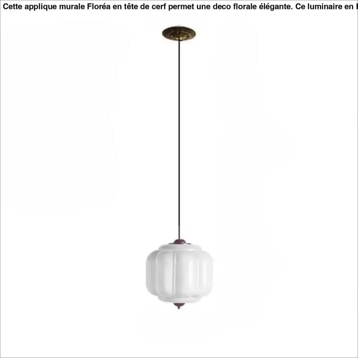 Suspension luminaire strior en verre blanc nervuré avec fixation de plafond en laiton et câble foncé
