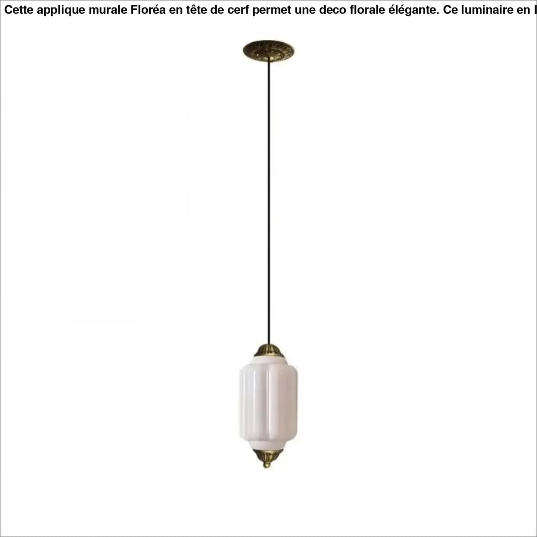 Suspension luminaire strior cylindrique écru avec abat-jour en verre givré et accents en laiton élégant