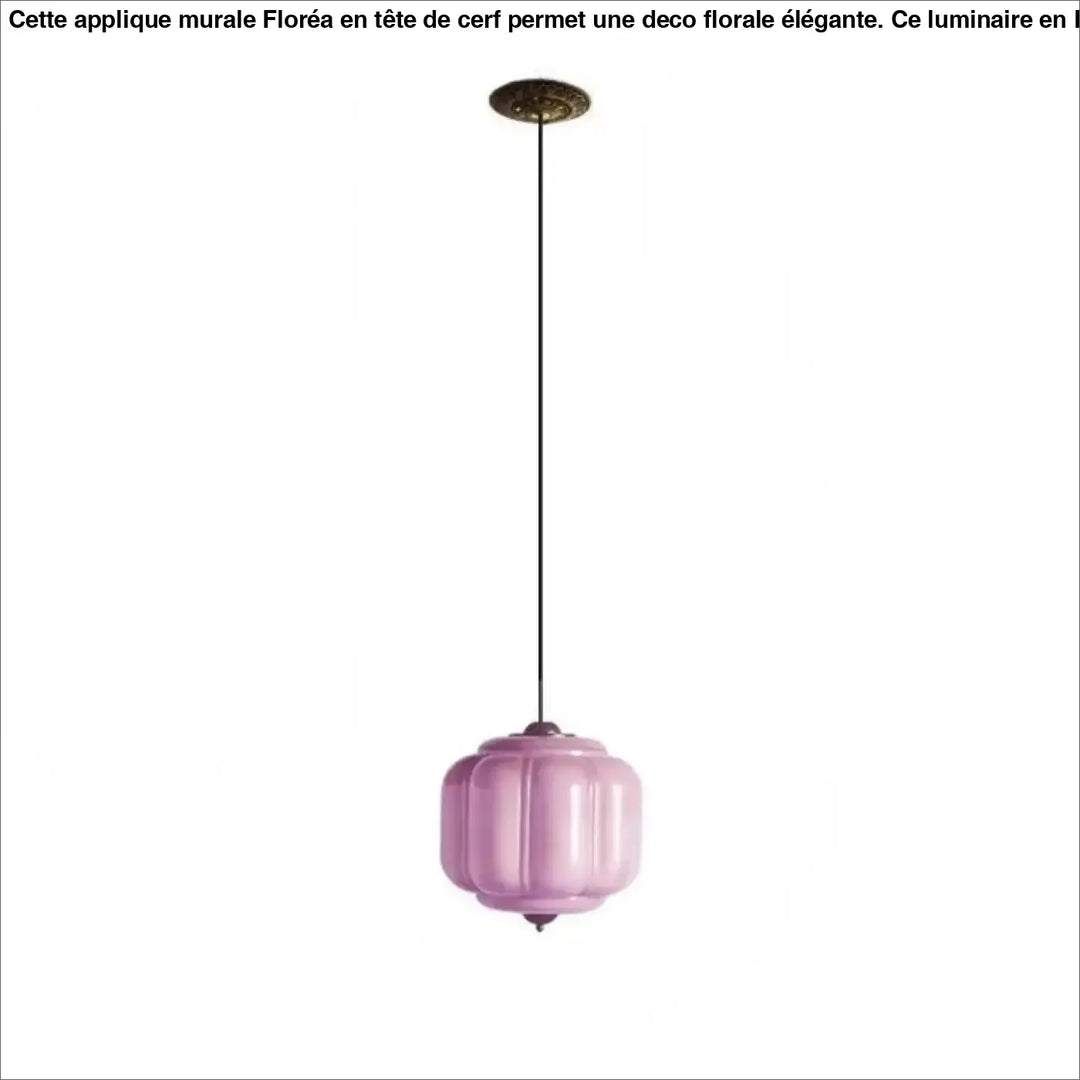 Suspension luminaire strior en verre lavande délicat avec design cannelé en lanterne et fixation plafond en laiton antique