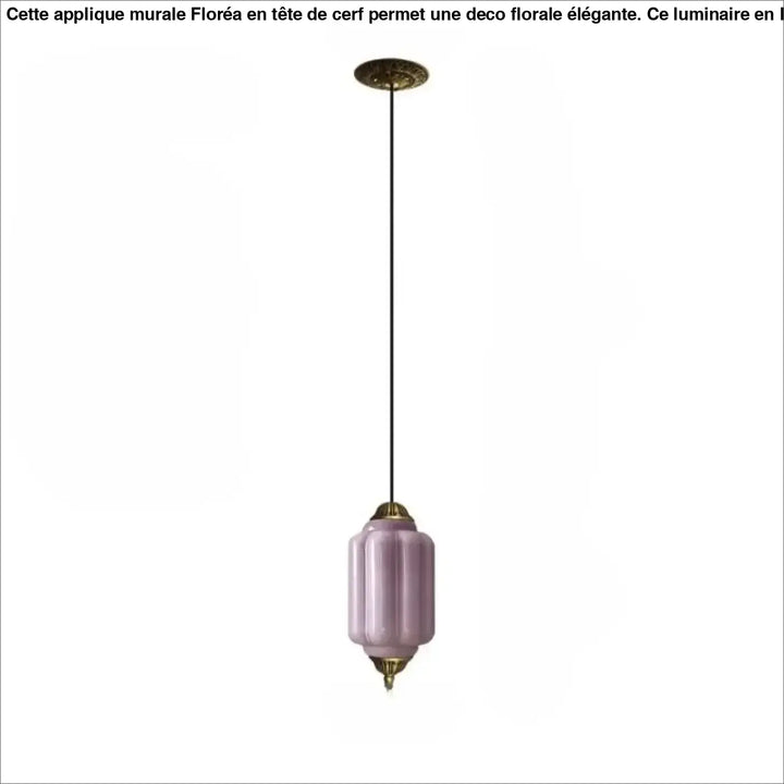 Suspension luminaire strior en verre lavande délicat avec finition laiton suspendue par câble noir fin