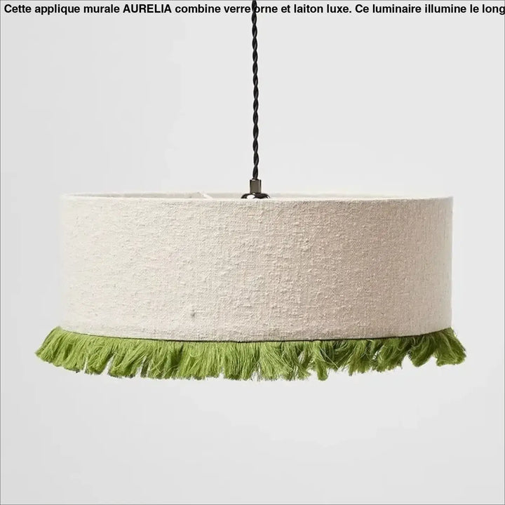 Suspension tissu avec franges vertes style vintage décor