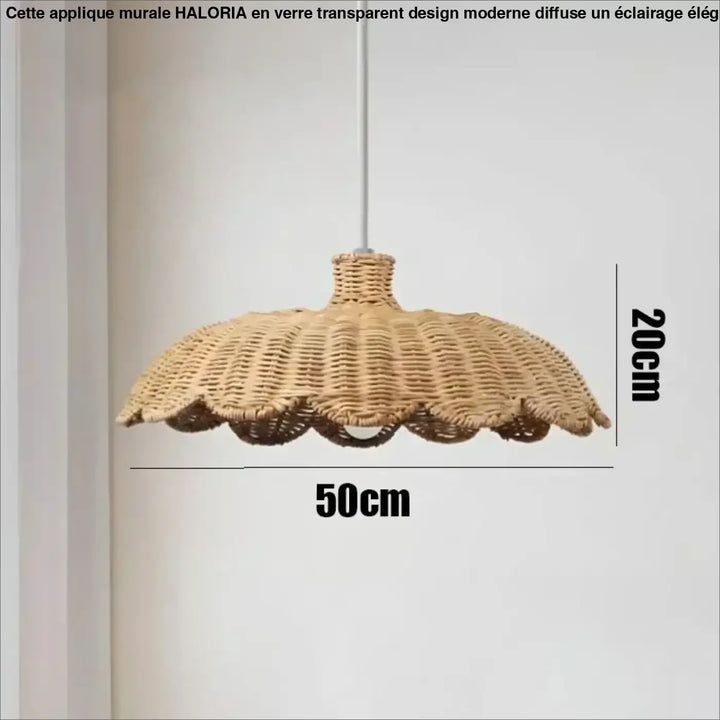 Suspension tressé en rotin style bohème beige chic