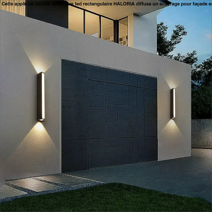 Applique Murale Extérieure LED Rectangulaire Noire Moderne