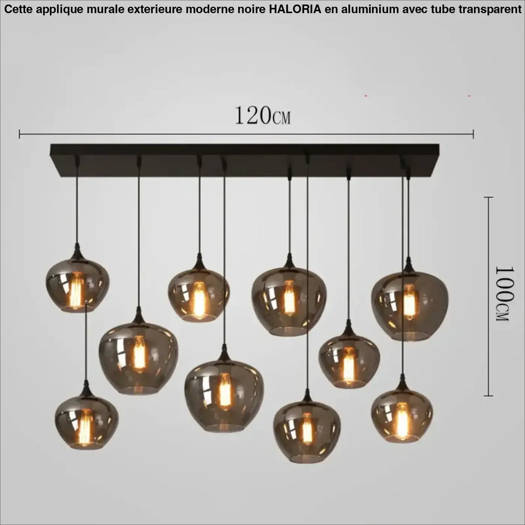 Suspension luminaire moderne à globes en verre fumé chic