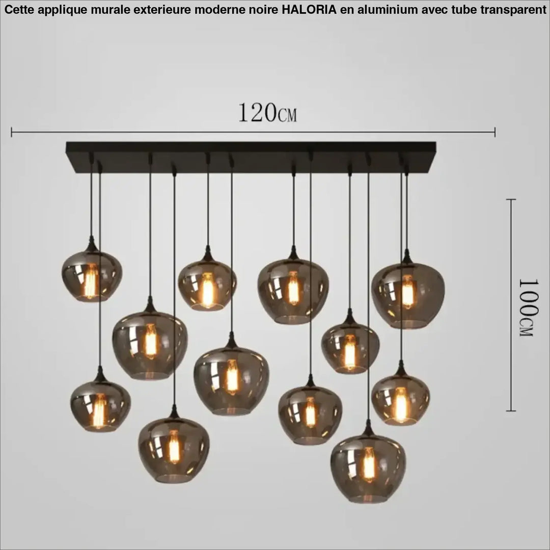 Suspension luminaire moderne à globes en verre fumé chic