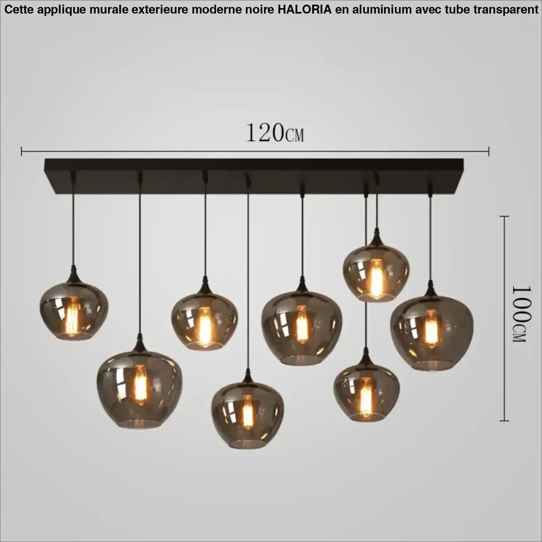 Suspension luminaire moderne à globes en verre fumé chic