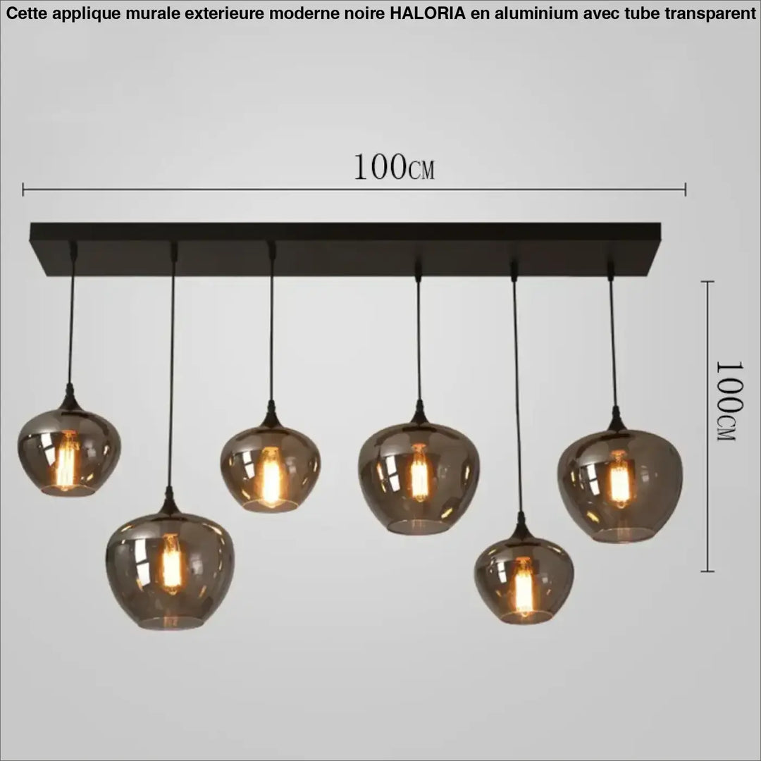 Suspension luminaire moderne à globes en verre fumé chic