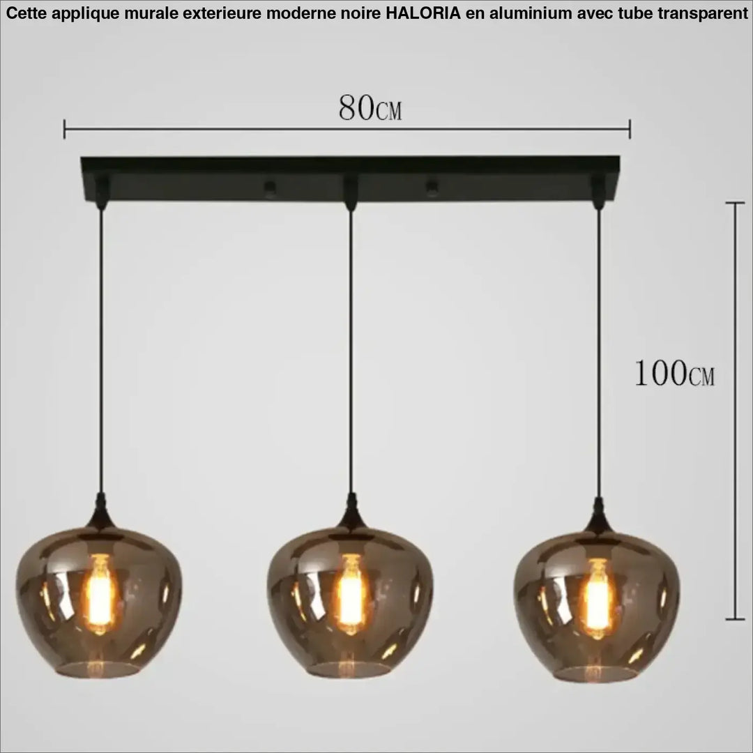 Suspension luminaire moderne à globes en verre fumé chic