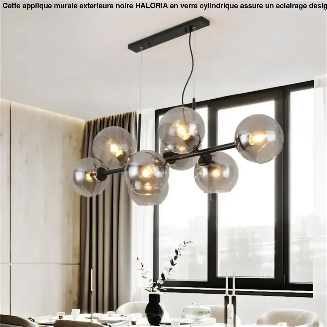 Suspension luminaire style art déco dorée en verre