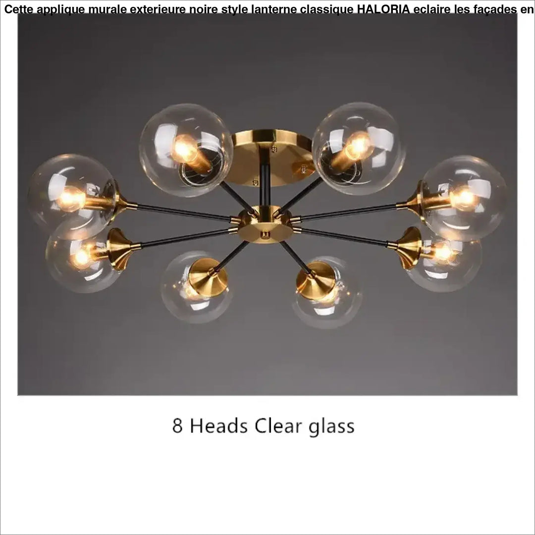 Plafonnier décoratif en verre style vintage doré élégant