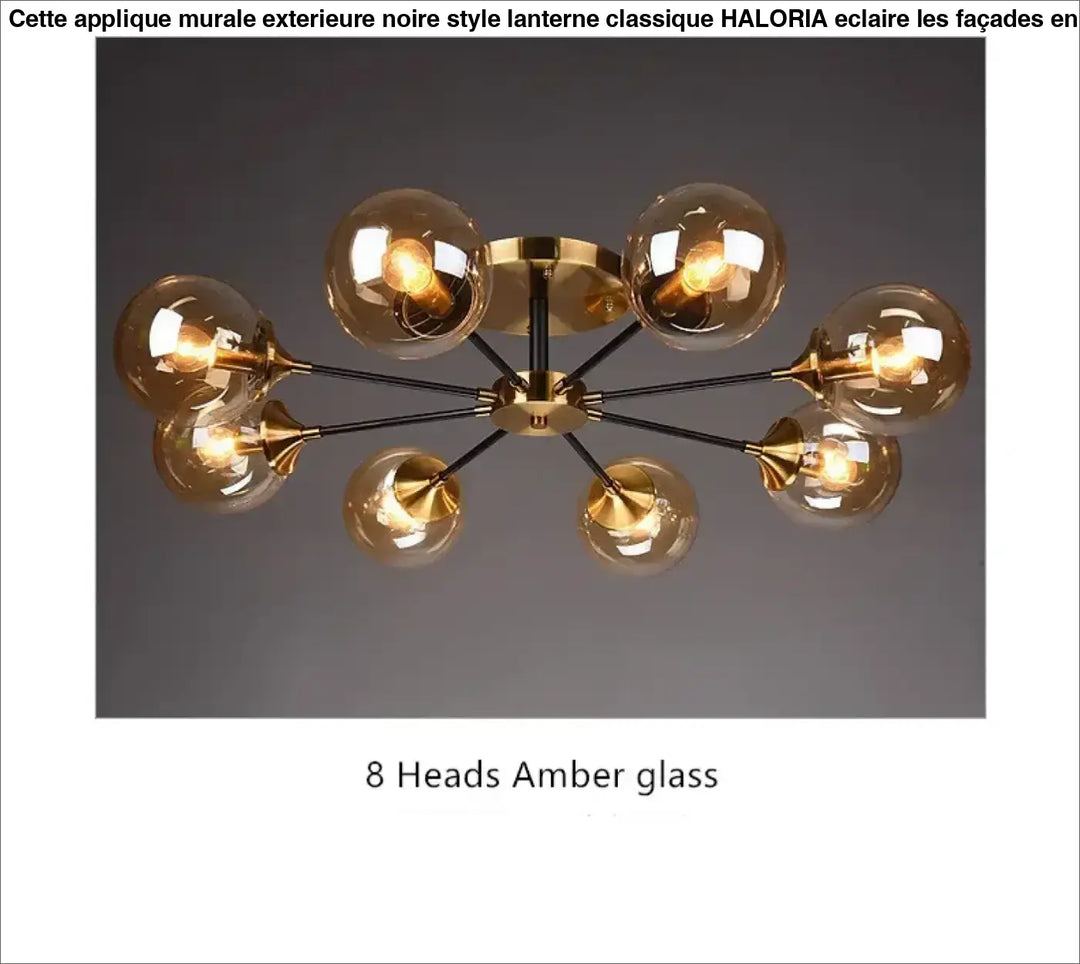 Plafonnier décoratif en verre style vintage doré élégant