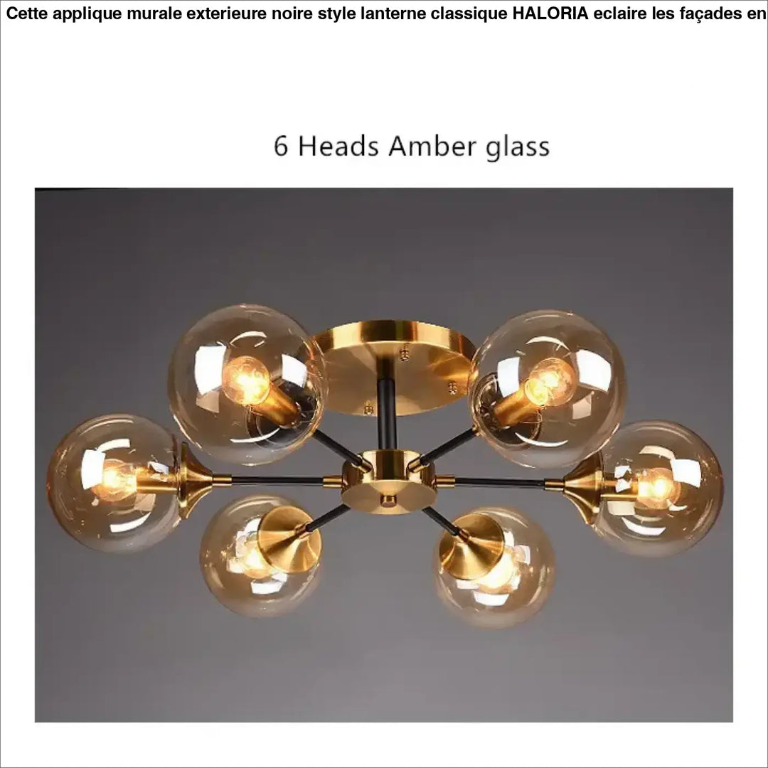 Plafonnier décoratif en verre style vintage doré élégant