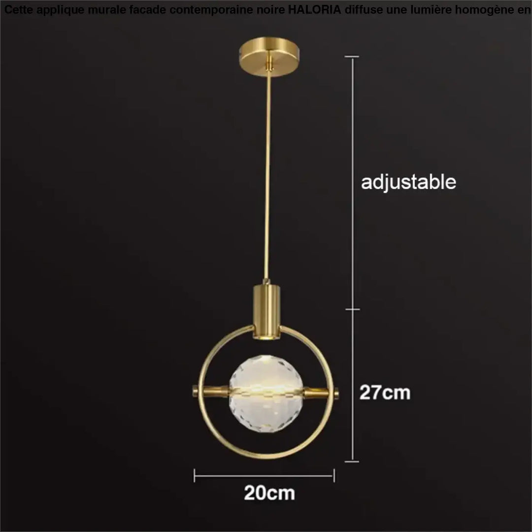 Suspension luminaire minimaliste doré orné de pierre raffiné