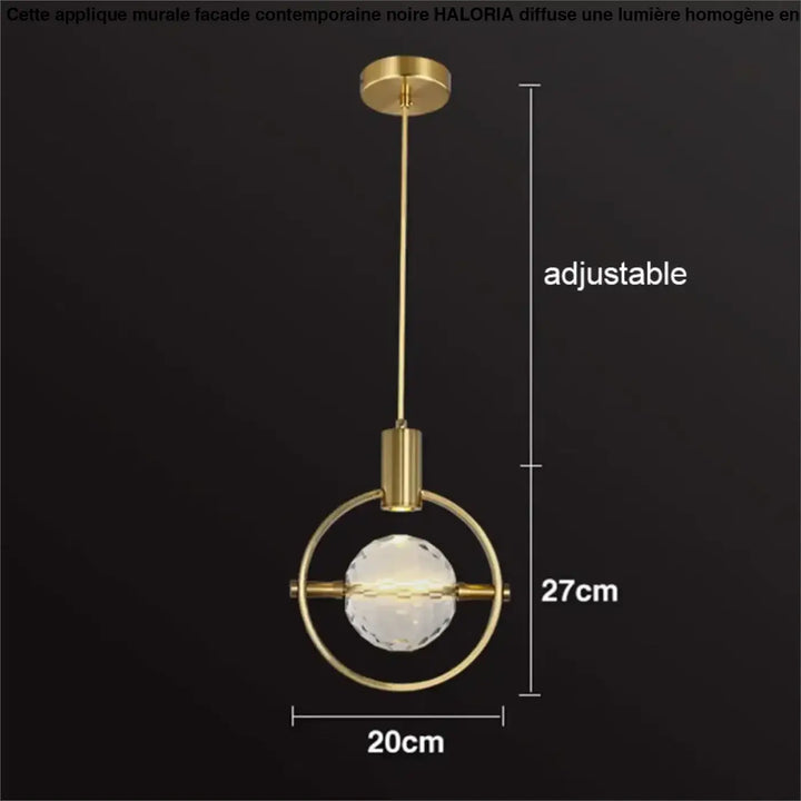 Suspension luminaire minimaliste doré orné de pierre raffiné