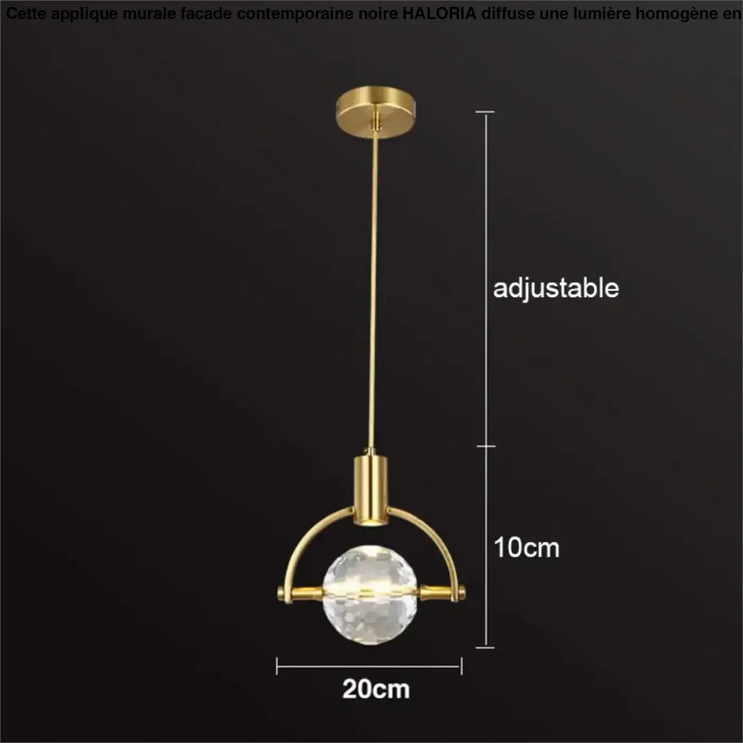 Suspension luminaire minimaliste doré orné de pierre raffiné