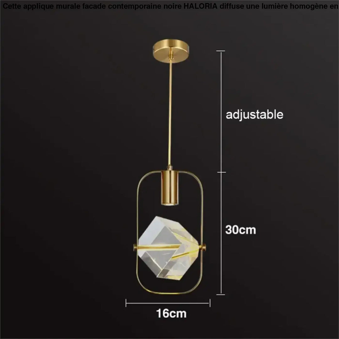 Suspension luminaire minimaliste doré orné de pierre raffiné