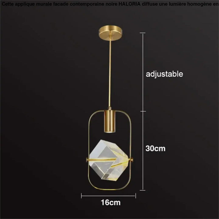 Suspension luminaire minimaliste doré orné de pierre raffiné