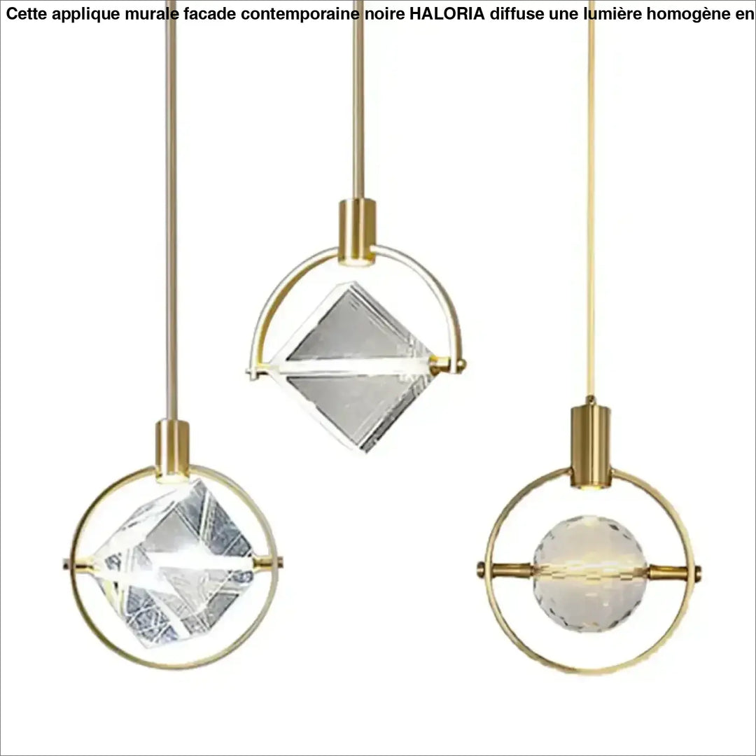 Suspension luminaire minimaliste doré orné de pierre raffiné