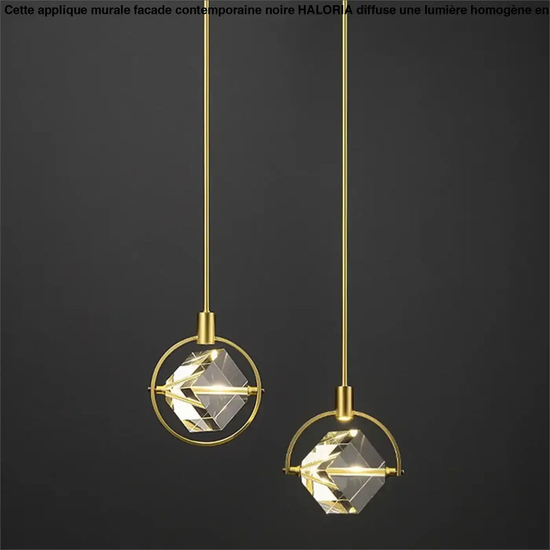 Suspension luminaire minimaliste doré orné de pierre raffiné