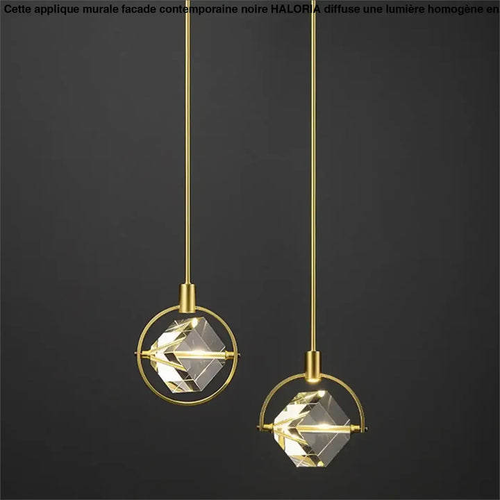Suspension luminaire minimaliste doré orné de pierre raffiné