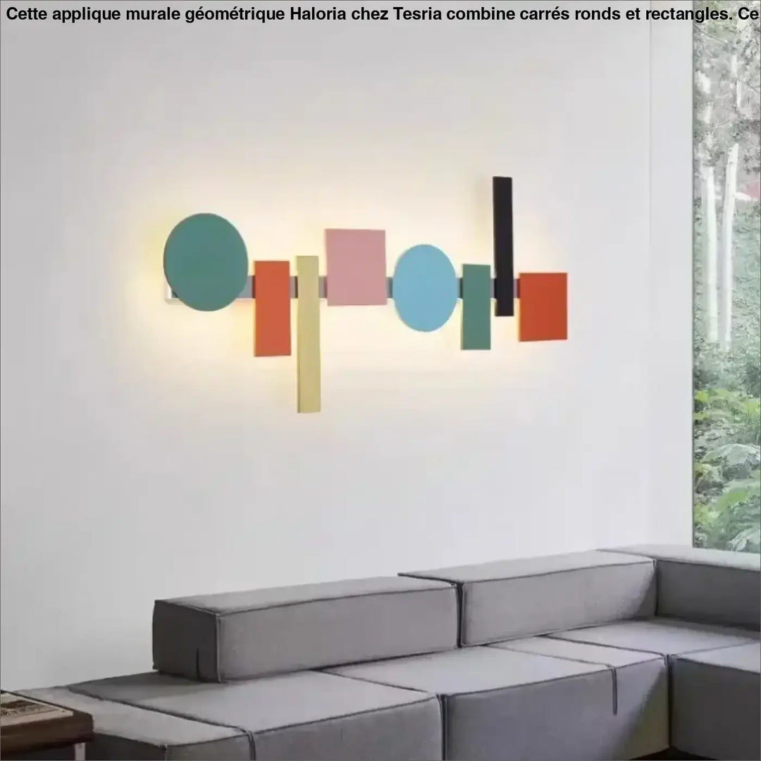 Applique murale géomatrique avec des carrés, ronds et rectangles

