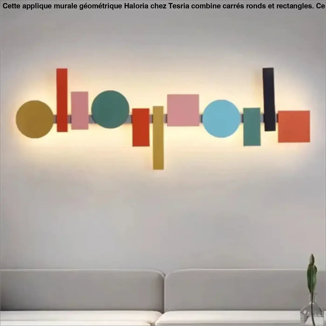 Applique murale géomatrique avec des carrés, ronds et rectangles


