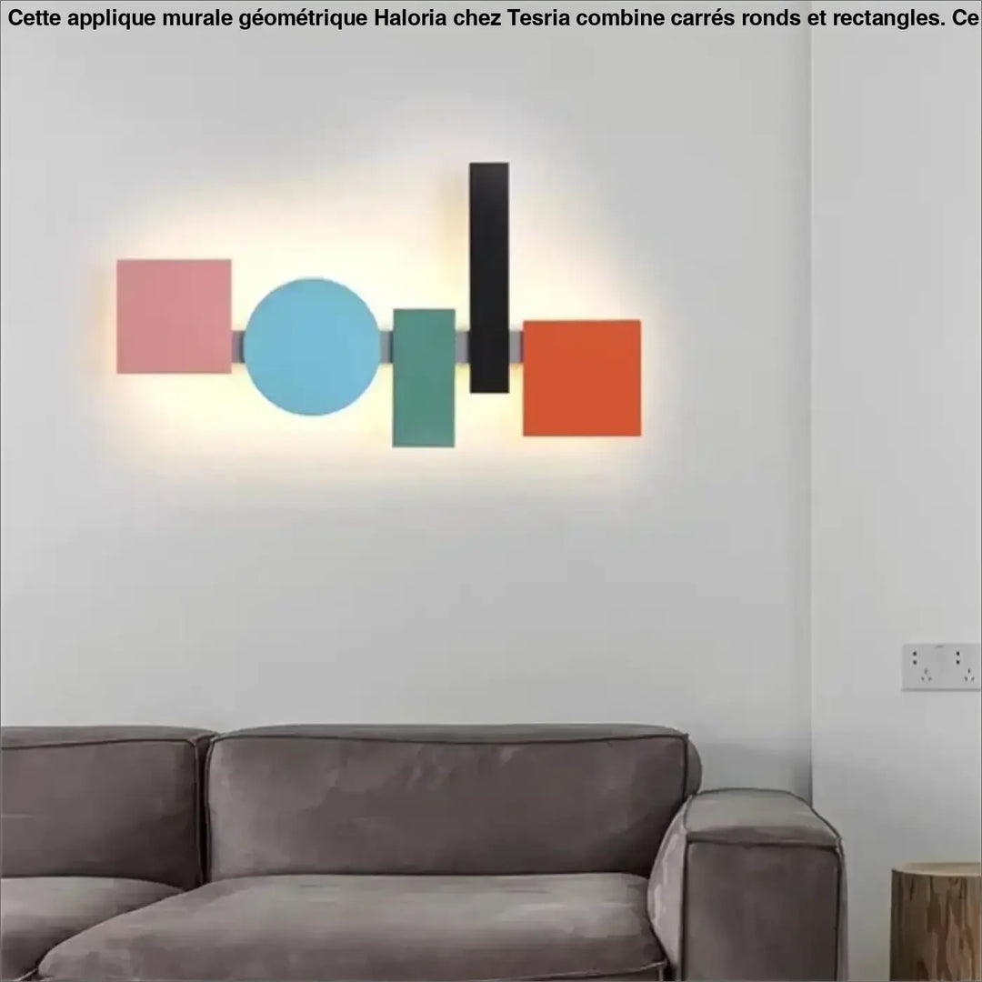 Applique murale géomatrique avec des carrés, ronds et rectangles

