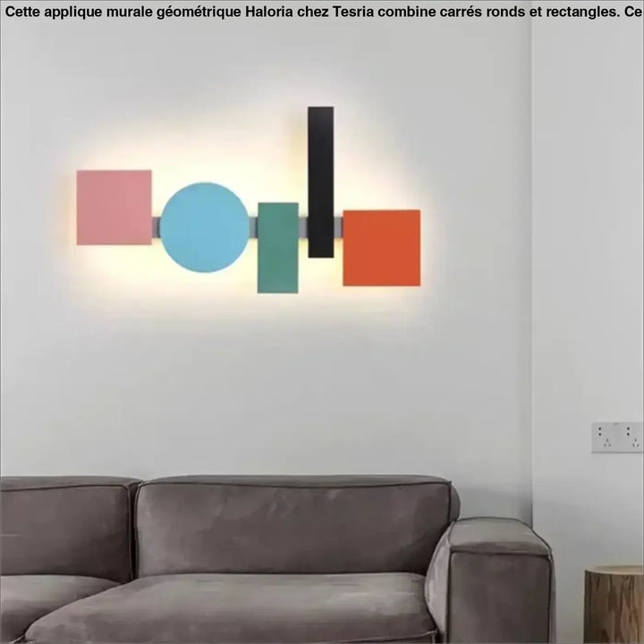 Applique murale géomatrique avec des carrés, ronds et rectangles

