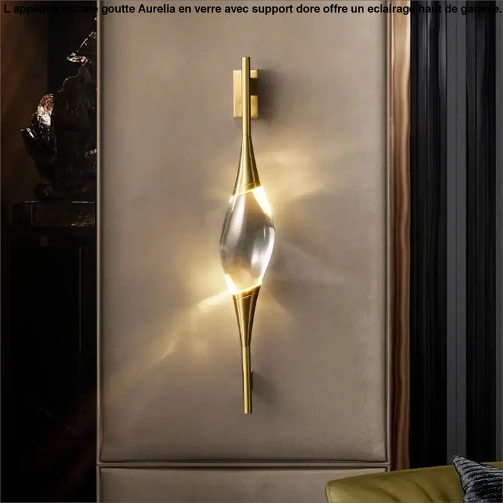 Applique murale goutte de verre avec support doré haut de gamme

