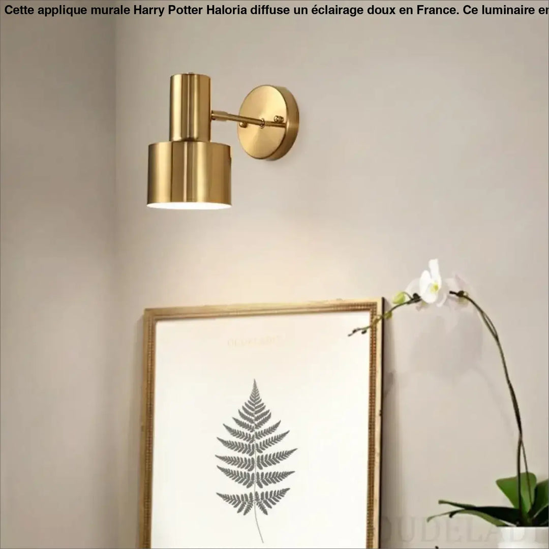 Applique murale harry potter en finition or avec abat-jour cylindrique et bras ajustable pour un éclairage élégant