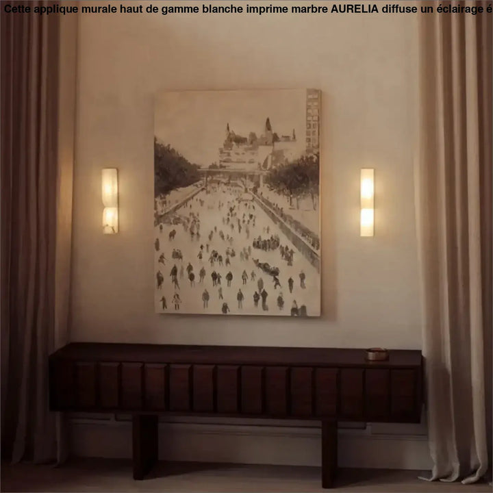 Applique murale haut de gamme blanche à l'imprimé en marbre

