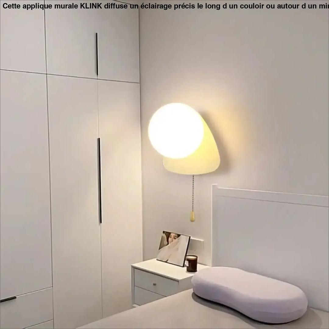 Applique murale klink avec design nuageux arrondi en lumière douce et interrupteur à chaîne pour ambiance chaleureuse