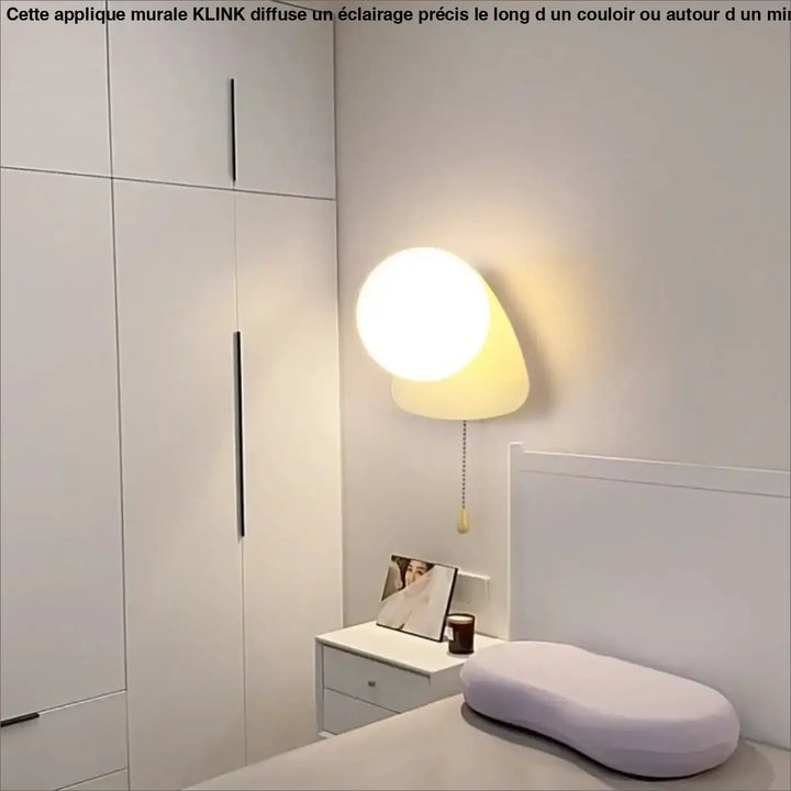 Applique murale klink avec design nuageux arrondi en lumière douce et interrupteur à chaîne pour ambiance chaleureuse