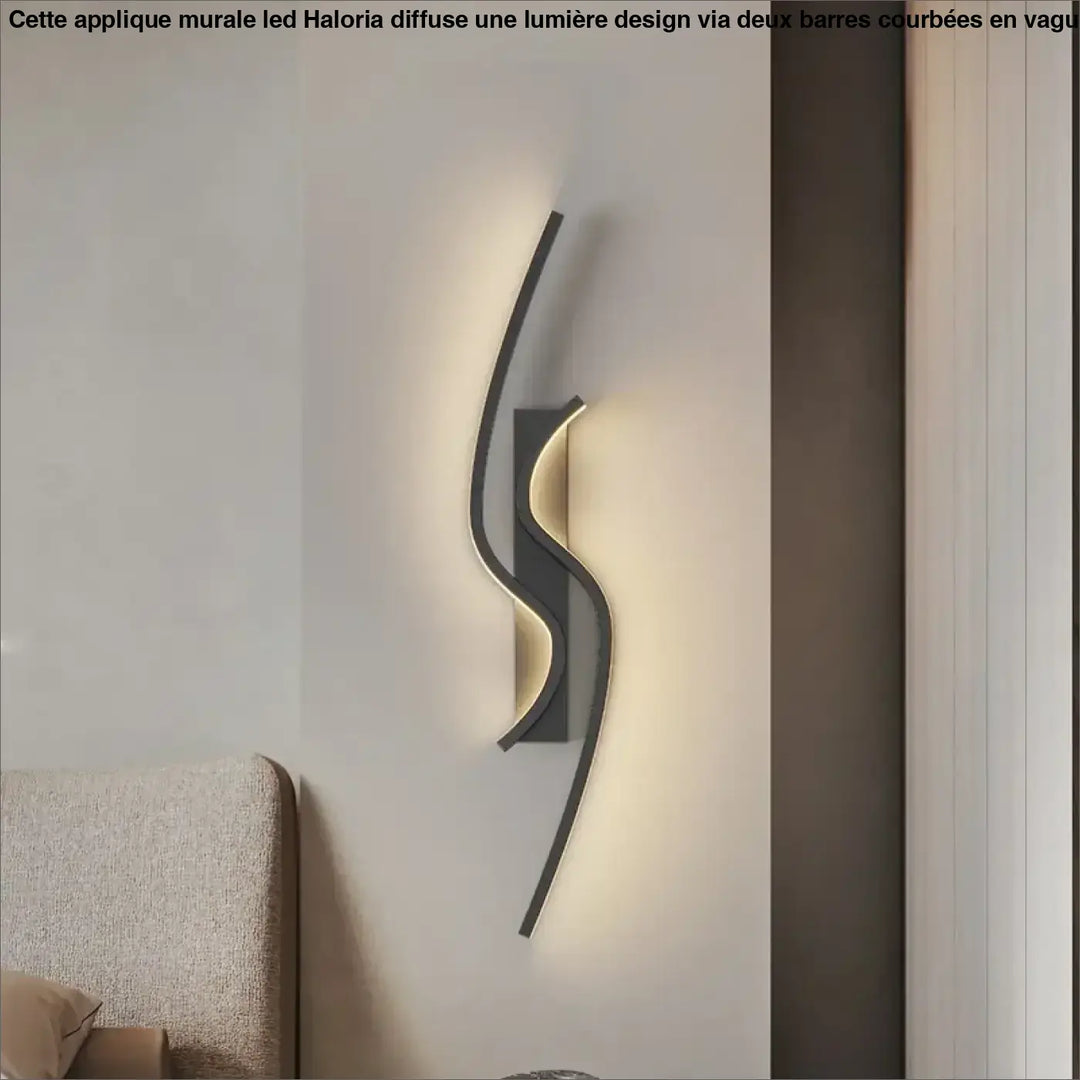 Applique murale LED avec deux barres courbées comme une vague

